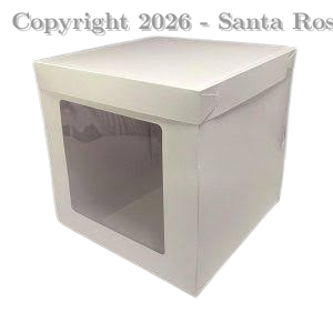 CAJA DE TORTA NRO 18  CON VISOR 18 X 18 (ALTA) BLANCO