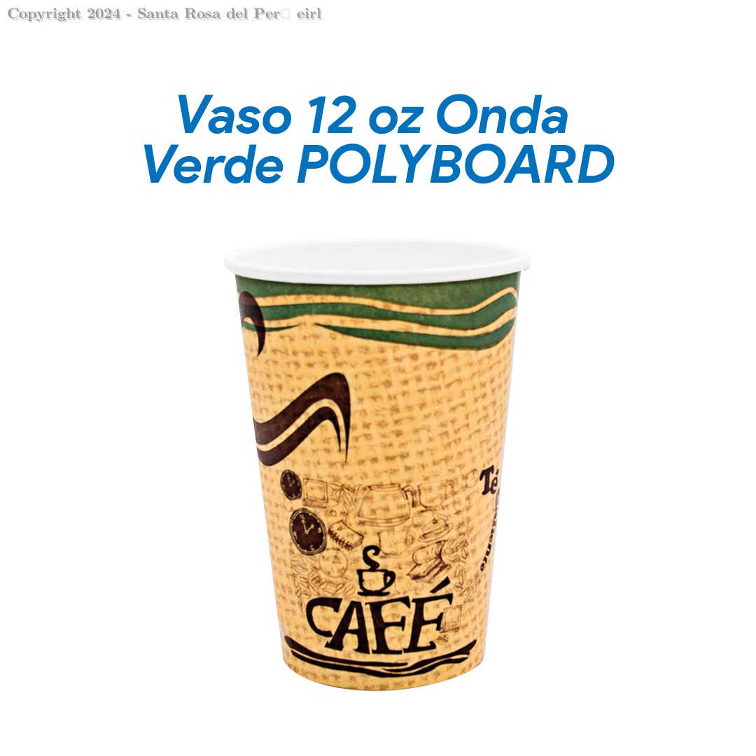 VASO POLIBOARD P.P.C. 12 OZ. CAFE  C / TAPA.