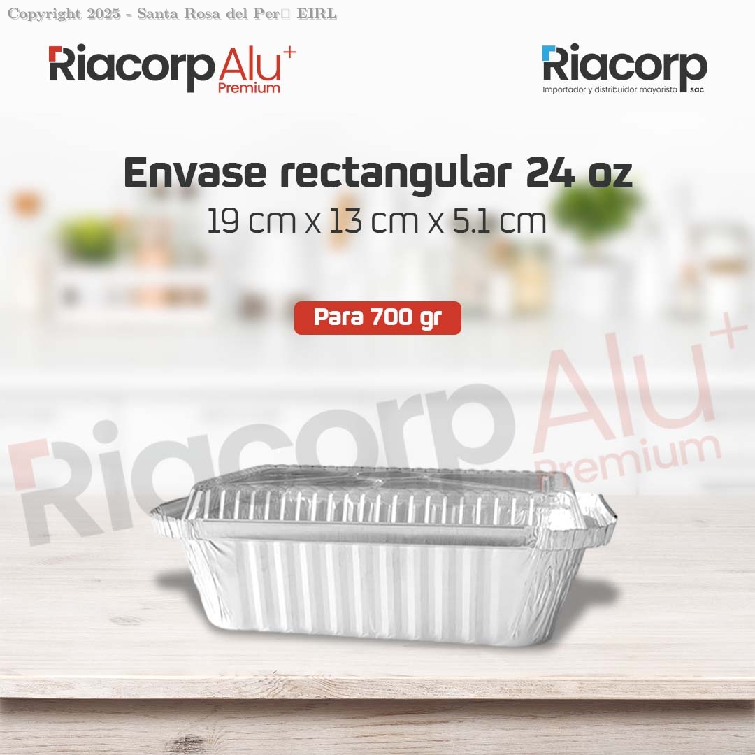 ENVASE DE ALUMINIO 750 GR. C/TAPA TRANSPARENTE