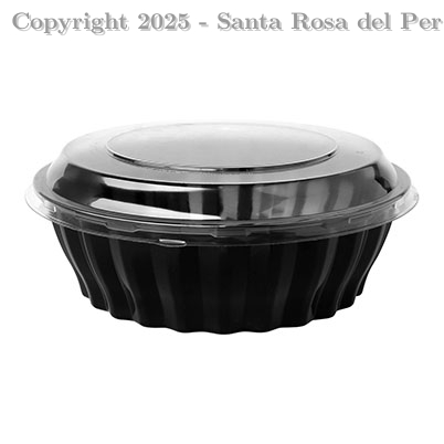 ENVASE DUPLO 48 OZ. NEG. CON TAPA TRANSP.
