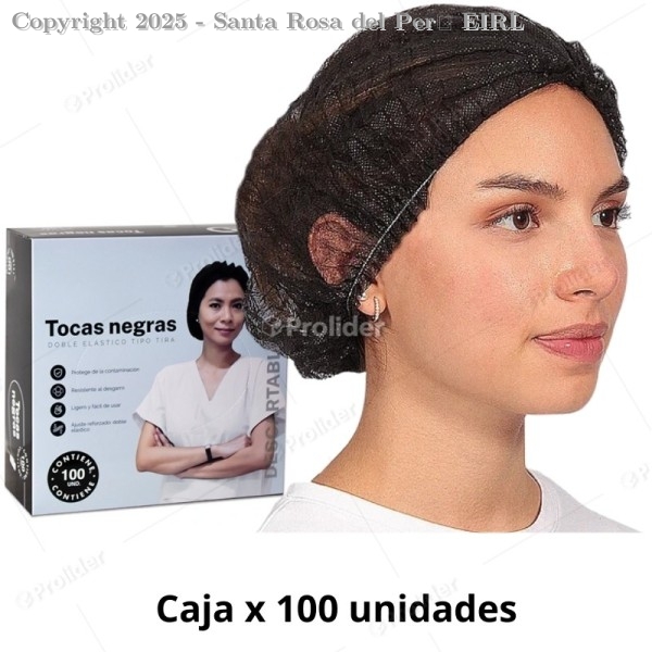 GORRO DESCARTABLES NEGRO. X 100 UNIDS