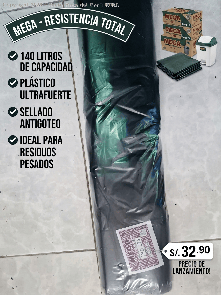 BOLSA PLASTICA 140 LTS. NEGRO x 100 UNIDS.