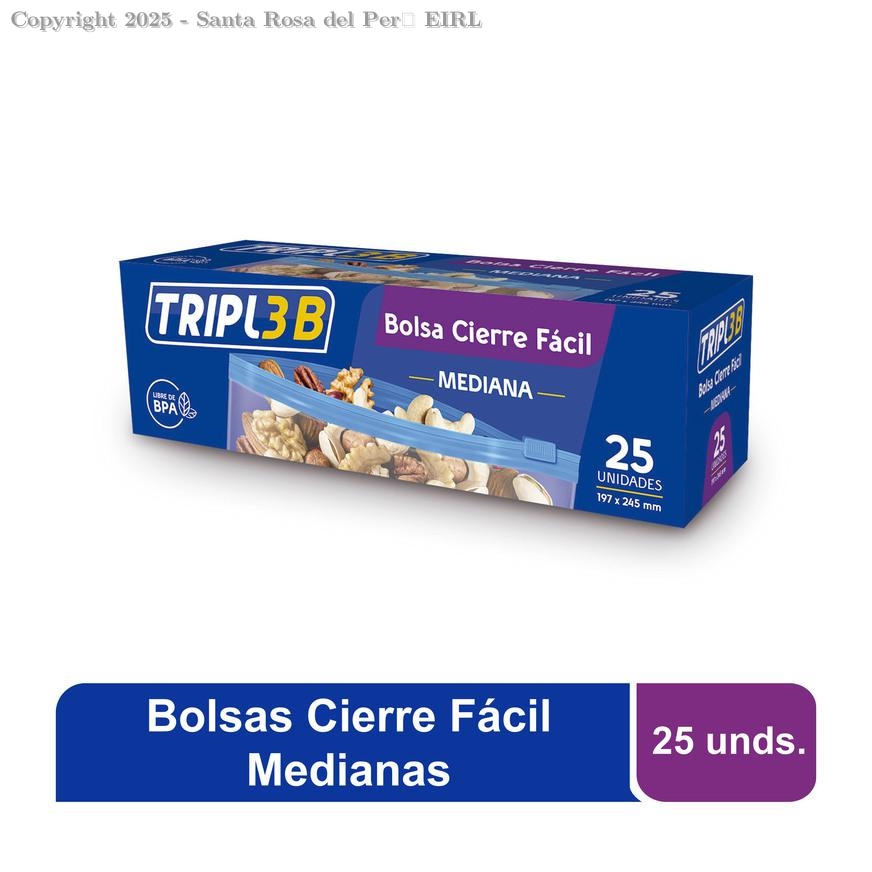 BOLSA ZIPLOC CIERRE FACIL  MEDIANO X 25 UNIDS