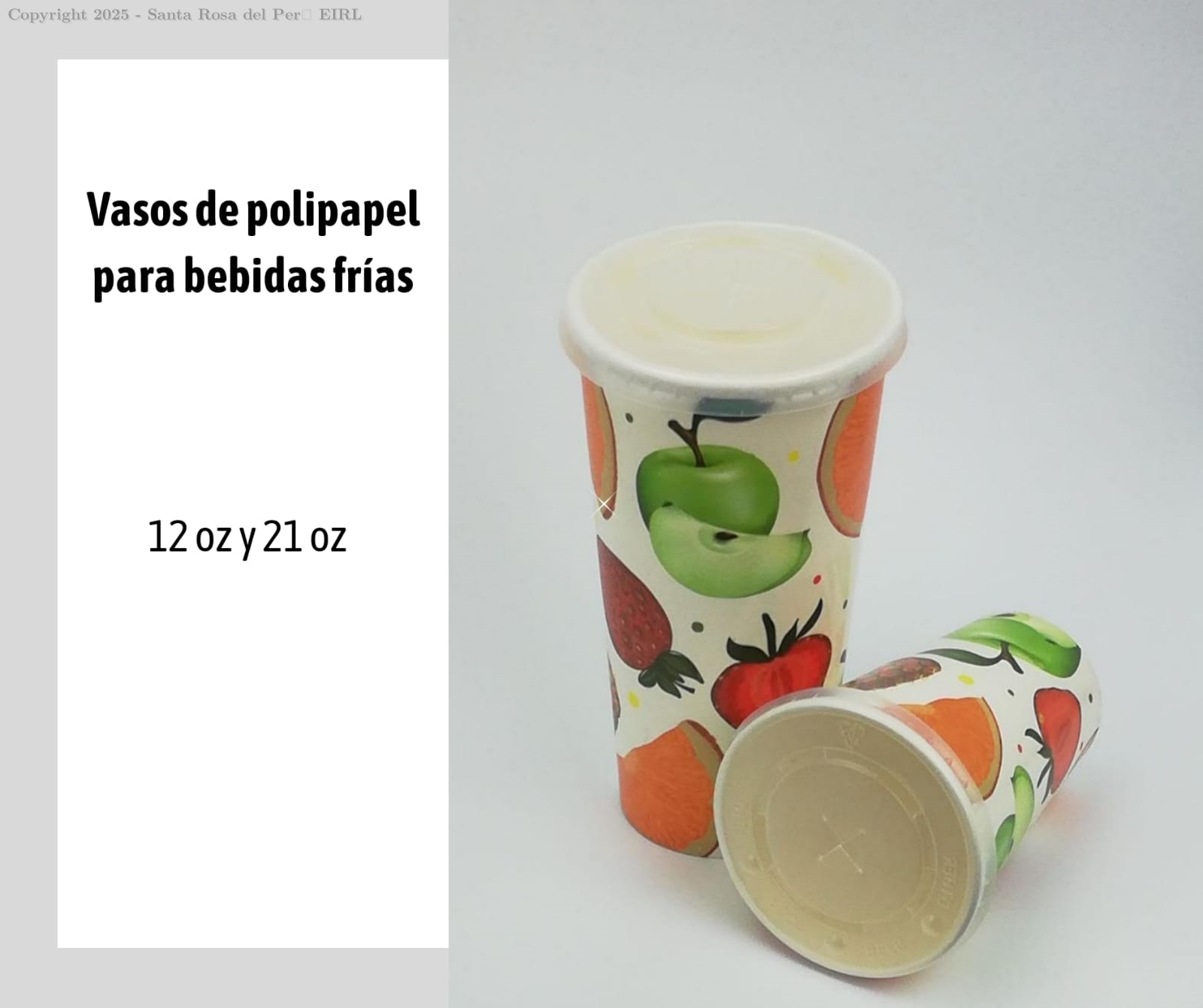 VASO POLIBOARD P.P.F. 12 OZ. FRUTAS C / TAPA.