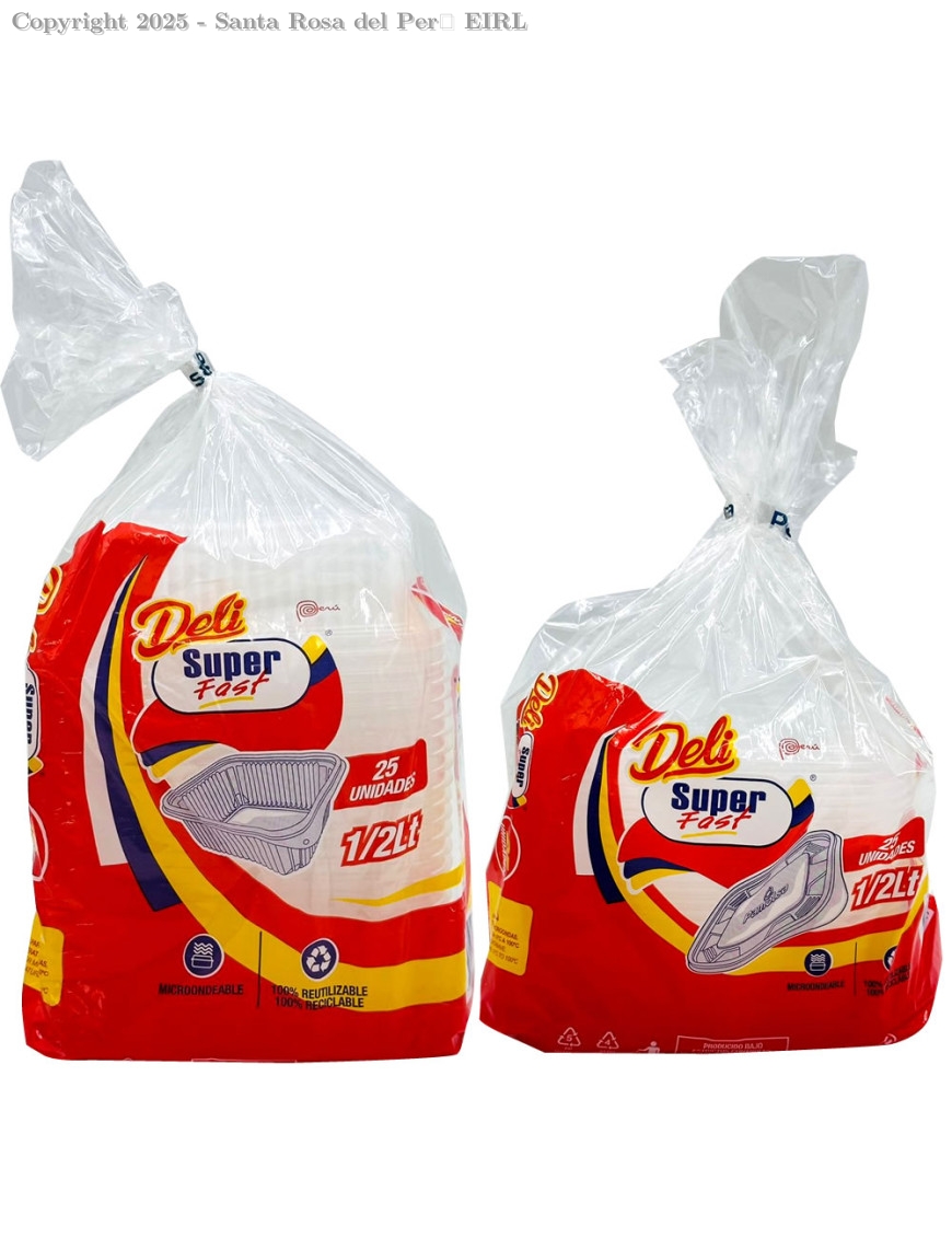 ENVASE PLASTICO  DELI 1/2 LT.  C/TAPA SUPER FAST