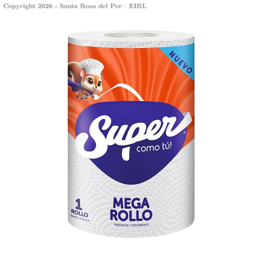 PAPEL TOALLA SUPER MEGA ROLLO DOB. HOJA BL