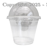 VASO CON TAPA DOMO PET. 8 OZ.