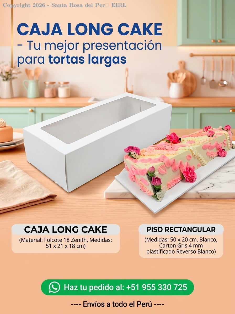 CAJA RECTANGULAR PARA TORTA ESPECIAL (L 50X20X18)